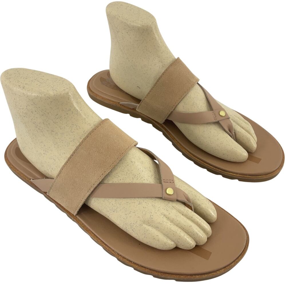 Sorel Women's Taupe Suede Wide-Strap Thong Sandals